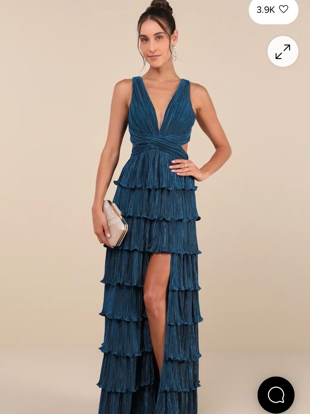 Women's Teal Tiered Plissé Gown - Teal